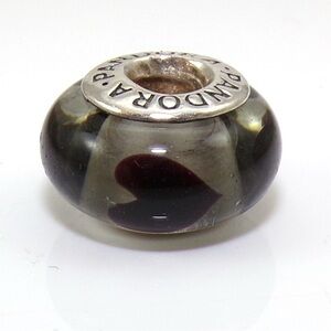 Genuine Retired PANDORA Black Love Hearts Charm; 790665